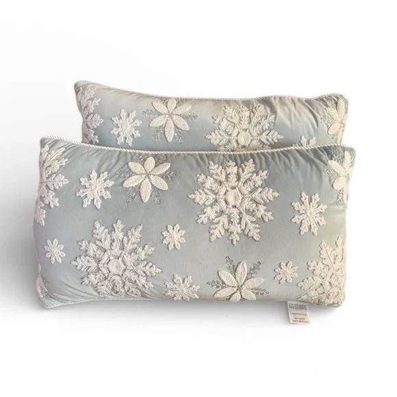 Elegant Snowflake Embroidered Holiday Pillows