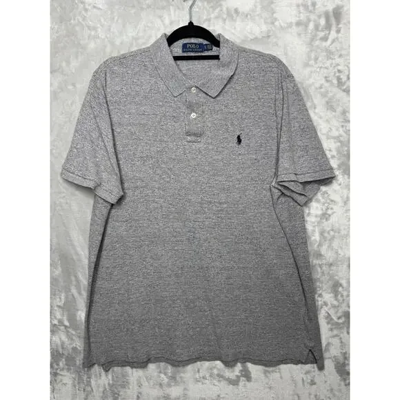 Polo Ralph Lauren Polo Shirt Men XL Gray Heather Classic Fit Pique Cotton Preppy