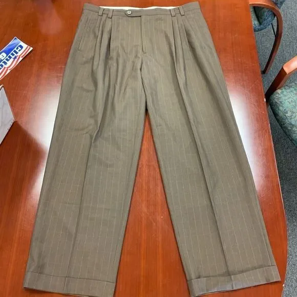 Stacy Adam’s Pleat Front Brown Dress Pants sz 37