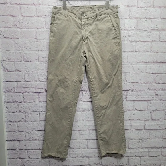 Adriano Goldschmied Tan Khaki Pants Mens 32x31 Flat Front Business Casual Preppy