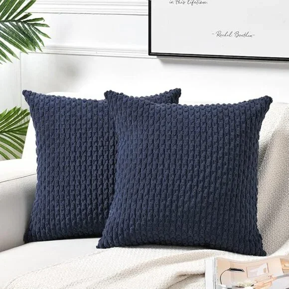 Navy Blue Decorative Throw Pillow Covers 18x18 Inch Modern Farmhouse Boho