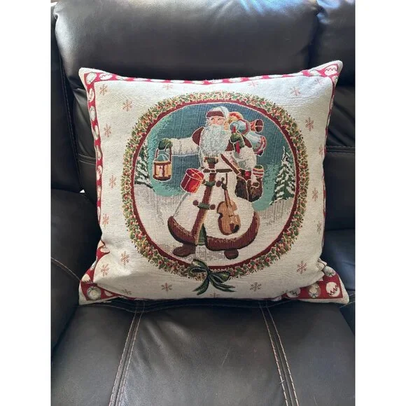 Vintage Santa Claus Decorative Feather Throw Pillow 23