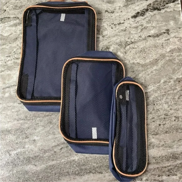Navy 3-piece Travel Organization Bag Set Blue Color Travel Bag NWOT
