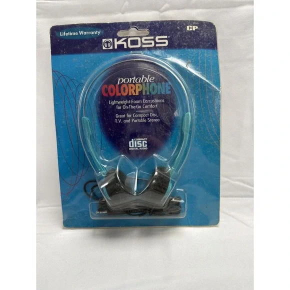 Vintage KOSS Colorphones Portable Electronics On Ear Headphones‎ Turquoise Blue