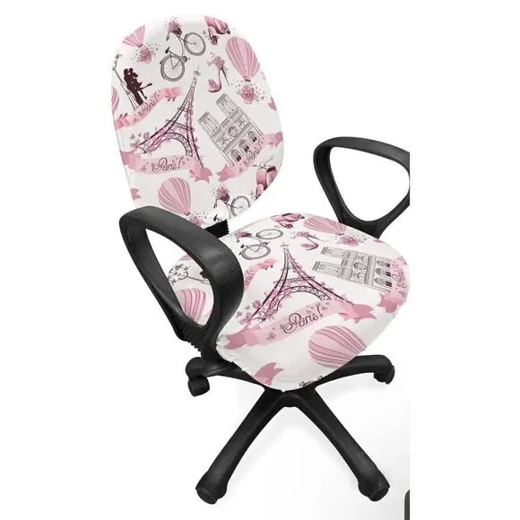 Paris Office Chair Fabric Slipcover Eiffel Standard Size, Pink Rose