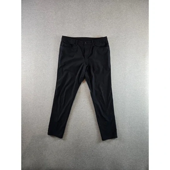Lululemon ABC 5 Pocket‎ Pants Mens 34x32 Navy Black Slim Fit Warpstream Office