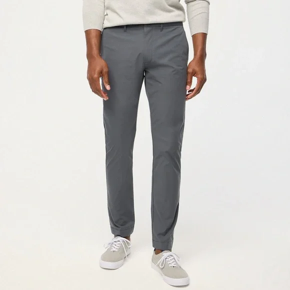 NWT JCrew Factory Men's Grey Slim-Fit Flex Chino Pants Size 32x34 box cut slice