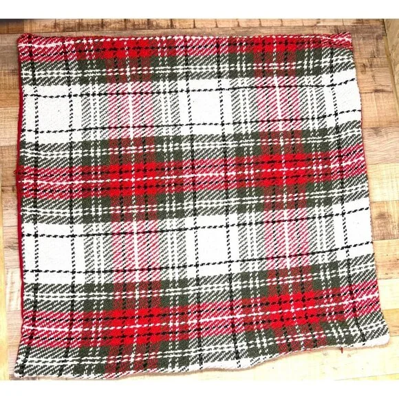 Red Plaid Decorative Throw Pillow Cover With Zipper Closure