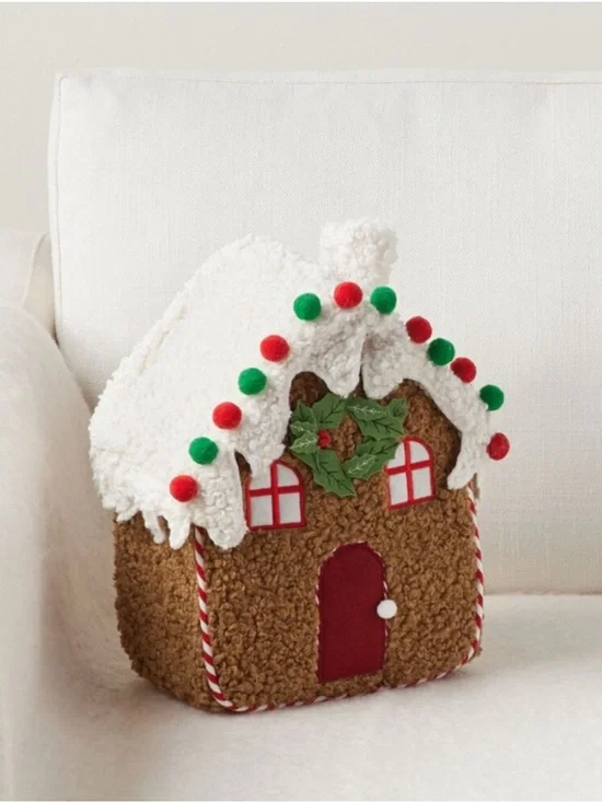 Pottery Barn Decorated Gingerbread House Pillow
