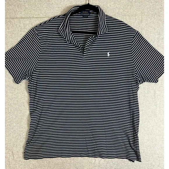 Polo Ralph Lauren Polo Shirt Mens XXL Navy Striped Classic Fit