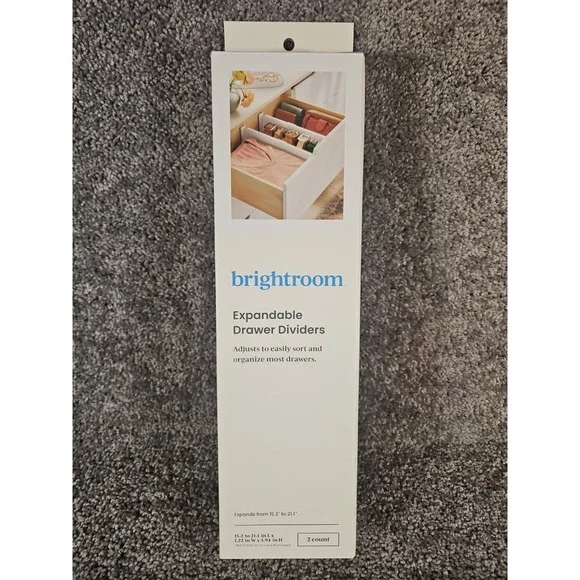 Brightroom Expandable Drawer Dividers-White Plastic-2 Count-expands 15.2