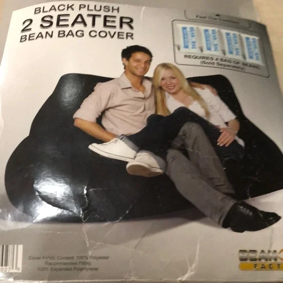 Cover bean bag 2 seater black new polyester Bean Bag Factory requires 4 bags