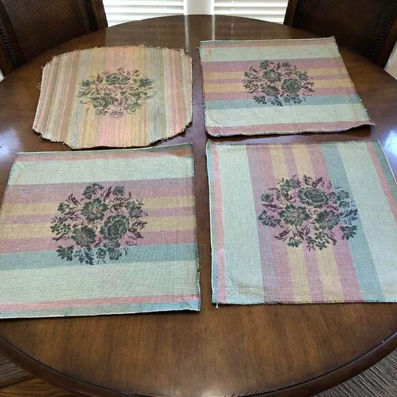 Vintage 18” x 18” floral tapestry chair seat cover