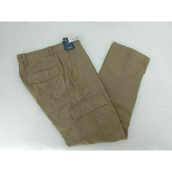 ROUNDTREE &YORKE CLASSIC FIT CARGO PANTS MENS SIZE 36X29 KHAKI COLOR ZIP FLY NWT
