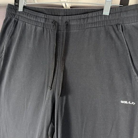 Willit Men's Sweatpants Black L Drawstring Elastic Waist Pockets Straight Leg