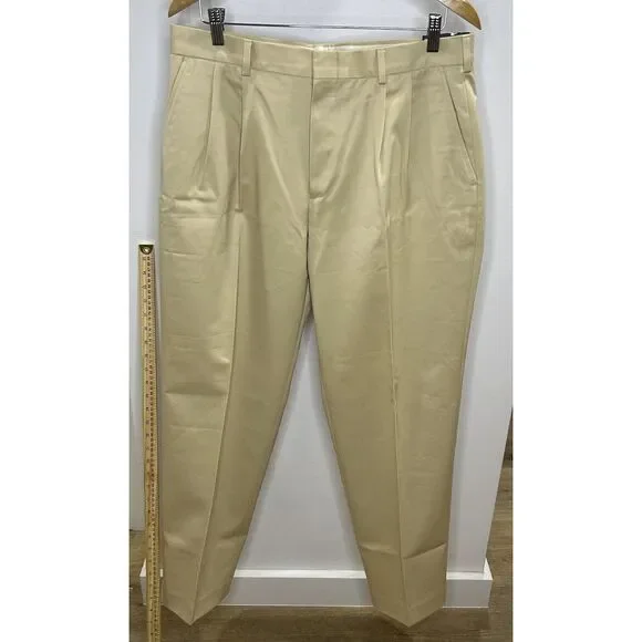 Lands End Khaki Flat Front Straight Fit Pants Men's Size 33x30‎