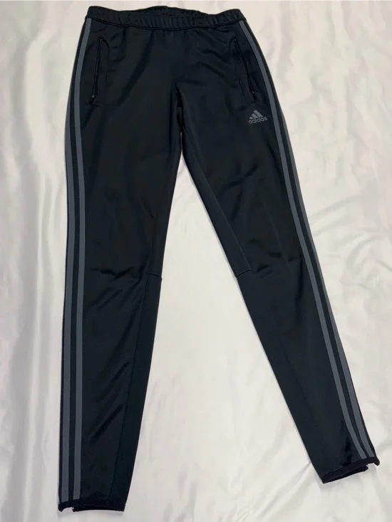 adidas Black Track Pants with Gray Stripes