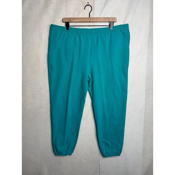 Vintage‎ LL Bean Teal Green Sweatpants Mens L 14-16 Made in USA Fleece Joggers