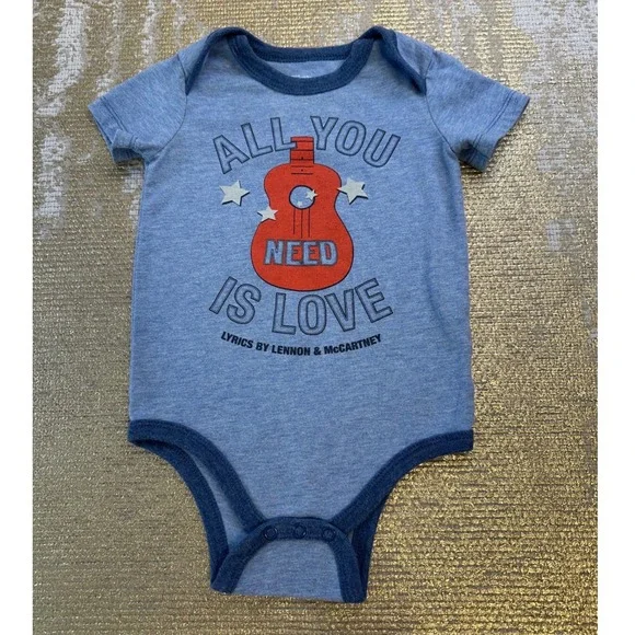LENNON & MCCARTNEY Baby 'All You Need Is Love' Blue Graphic Onesie 18 Months