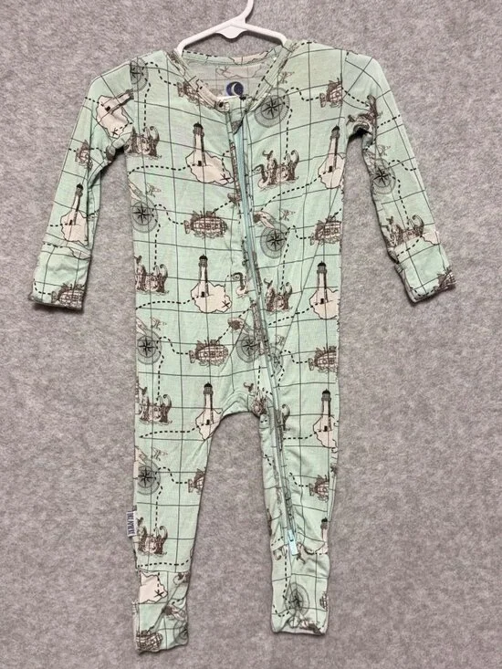 Dreamiere Infant Bamboo Pajamas 3-6M Treasure Map Convertible Footie