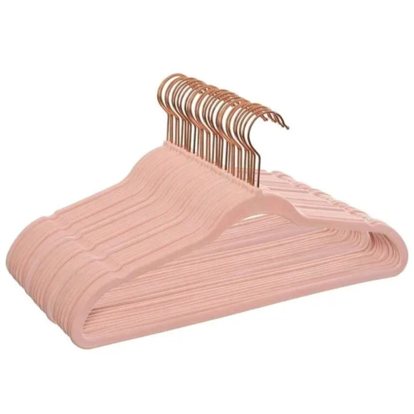 35 Pink Rose Gold Velvet Clothing Hangers