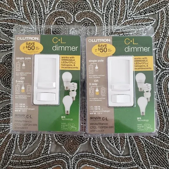 NEW 2X Lutron Skylark Contour LED Dimmer Light Switch 3-Way for Dimmable lights