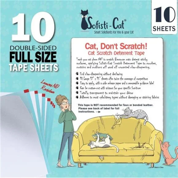 Cat Scratch Deterrent Tape for Furniture – 10 Double Sided Anti Scratching Tape