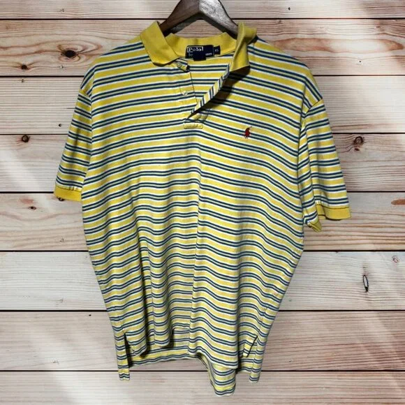 Polo by Ralph Lauren Yellow Striped Polo Size Xl