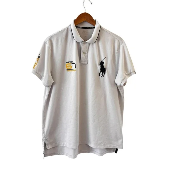 Polo Ralph Lauren Polo Shirt Mens XL White Polo 67 Training Large Pony FLAWS