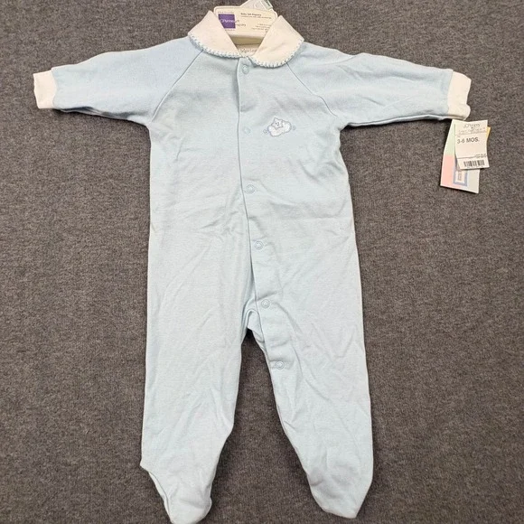 Bright Future Baby Sleeper 3-6‎ Months Light Blue Cloud Embroidery JCPenney NWT