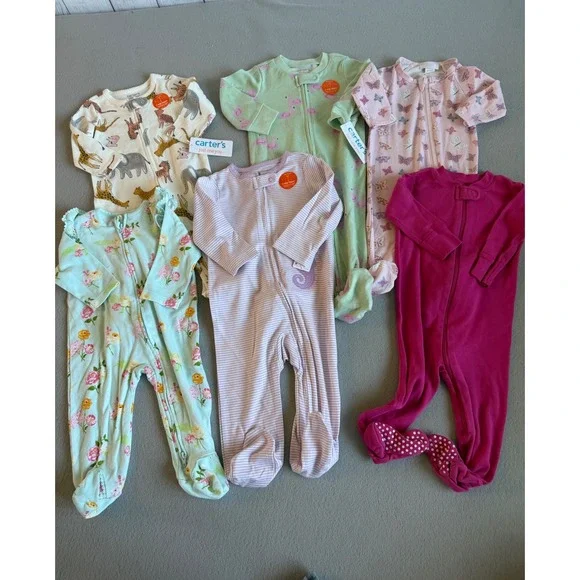6pc Carters Just One You Little Me Hanna Andersson Baby Girl Sleepers 6mo / 9mo