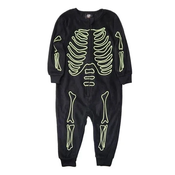 Infant & Toddler Skeleton Halloween Sleeper With Hat Glow In The Dark 12 Months