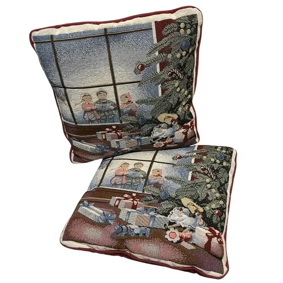 Vintage Christmas Carolers Arlee Home Fashions Tapestry Pillows 12