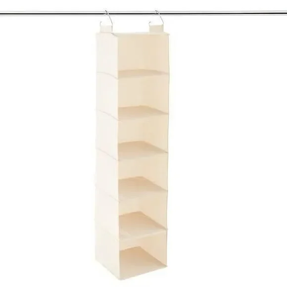 The Container Store 6-Compartment Hanging Closet Organizer Canvas Shelves
