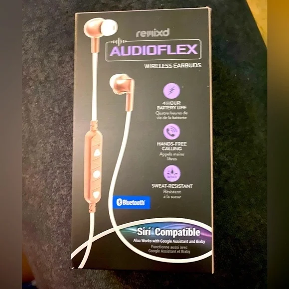 Remixd audio flex wireless earbuds pink Siri compatible Works with Google