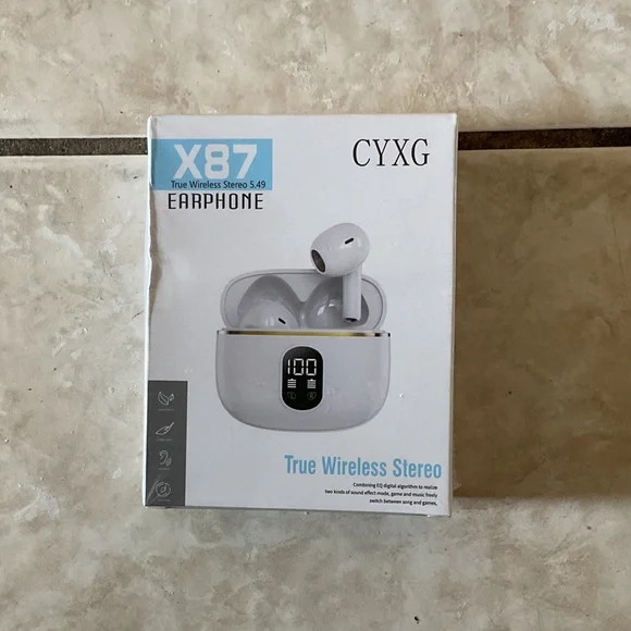 X87 White True Wireless Stereo Earbuds with Charging Case