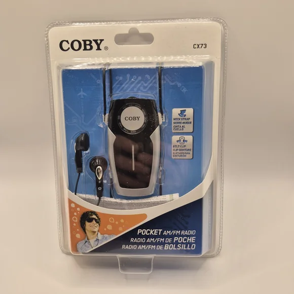 Coby CX73 Pocket AM/FM Radio with Earphones (Black) New‎ & Factory Sealed