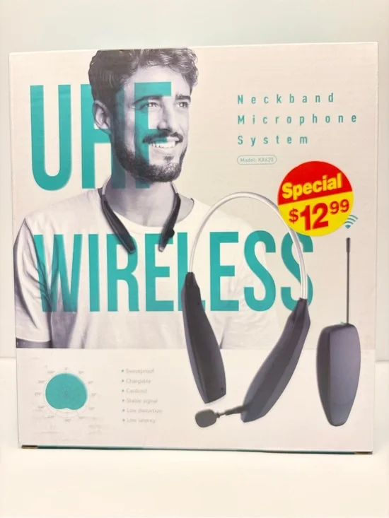 NIB UHF Wireless Neckband Microphone System KX620 Hands-Free