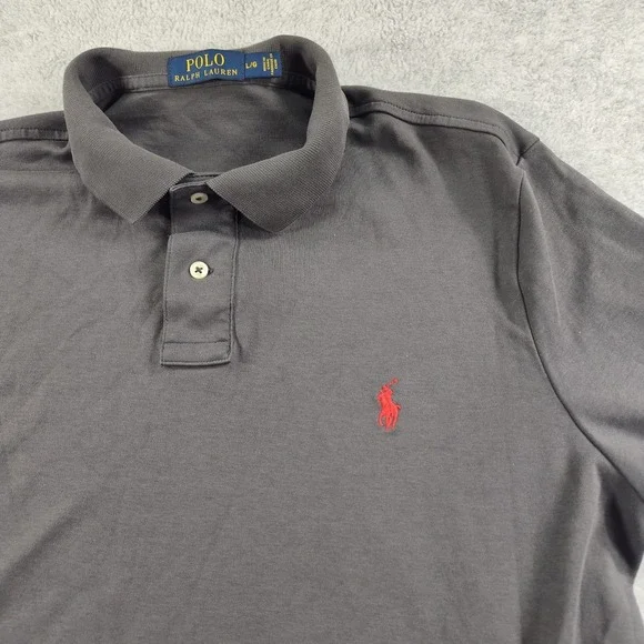 Polo by Ralph Lauren Gray Cotton Polo Shirt Size Large Custom Fit BB7.15E-3582
