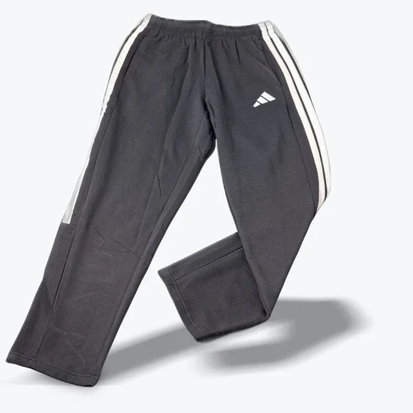 Adidas Essentials Fleece Pants 3 Stripes Open Hem Mens Medium Joggers NWT