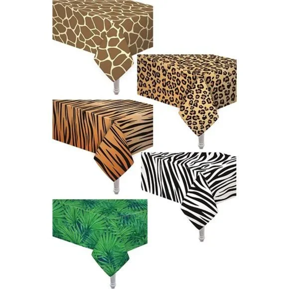 5 Pack Animal Safari Theme Zoo Print Table Cover/Animal Theme Tablecloth