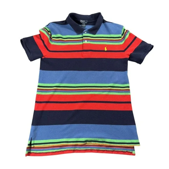 Polo Ralph Lauren Polo Shirt Teens XL 18-20 Multicolor Stripe Short Sleeve Pony