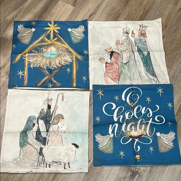 Nativity Scene Decorative burlap pillow shams. 19x19 in
