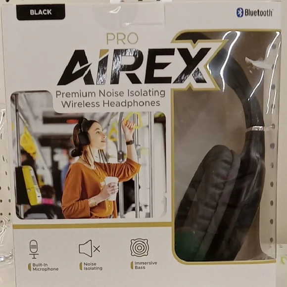 Avirex Pro Black Wireless Headphones with Noise Isolation