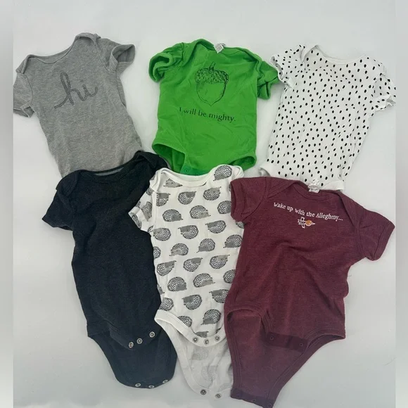 Lot of 6 3-6 Month Gender Neutral Bodysuits Cloud Island bay boy baby girl