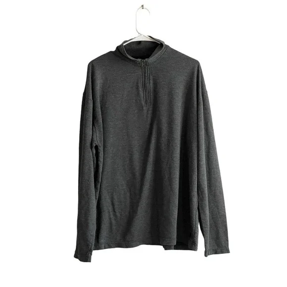 Polo Ralph Lauren Polo Shirt Men XL Gray Long Sleeve Polyester 1/4 Zip Mock Neck