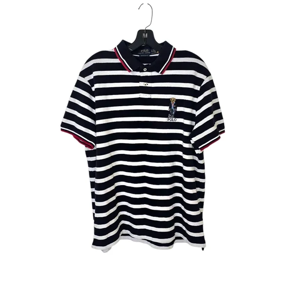 Polo Ralph Lauren Men's Custom Slim Polo Bear Mesh Polo‎ Shirt XL Stripes