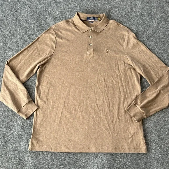 Polo Ralph Lauren Polo Shirt‎ Mens XL Brown Long Sleeve Classic Fit Cotton