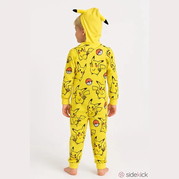 Pokemon Boys Pajama One Piece Yellow Size 6 7