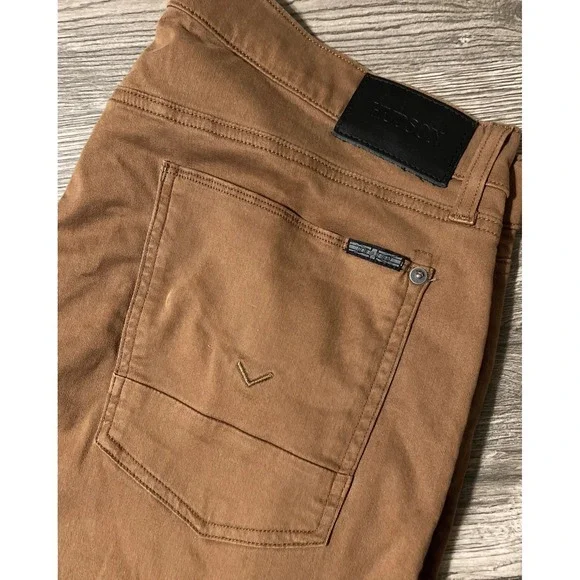 Hudson Blake Slim Straight Zip Fly Brown Men's Chino Flat Front Pants Size 36x35
